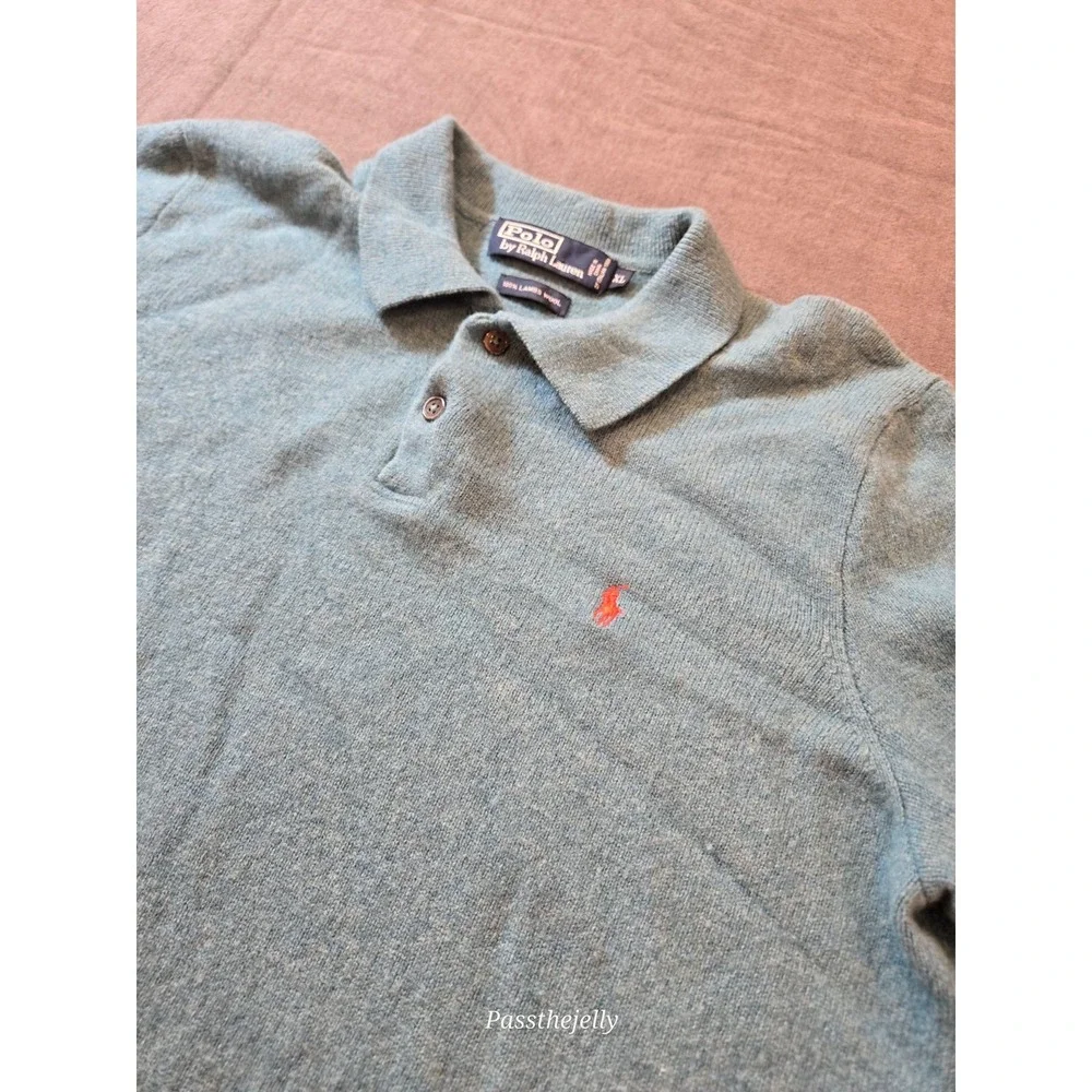 Vtg Polo Ralph Lauren men's XL Shirt 100% LambsWool Long Sleeve Green Melange